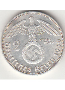 1936 - 2 Marchi argento  Paul von Hindenburg  Zecca E
